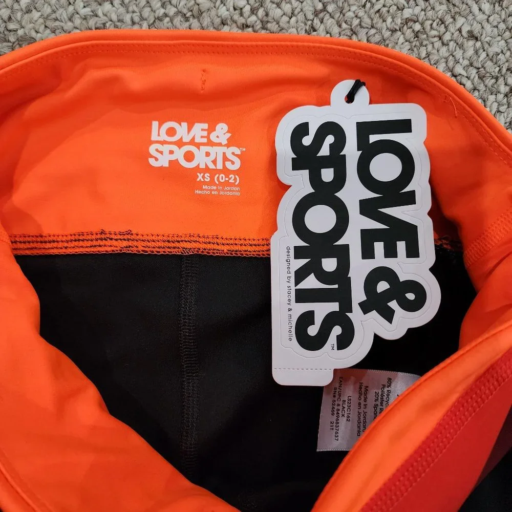 NWT Love & Sports Women's Bike Shorts with Striped Waistband